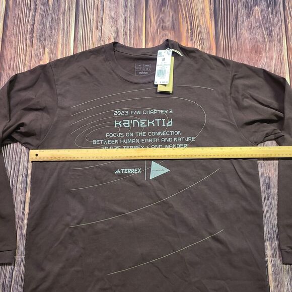 Adidas Long Sleeve Shirt Mens Medium Terrex x And Wander Brown HZ0672 XPL AW - Picture 8 of 13